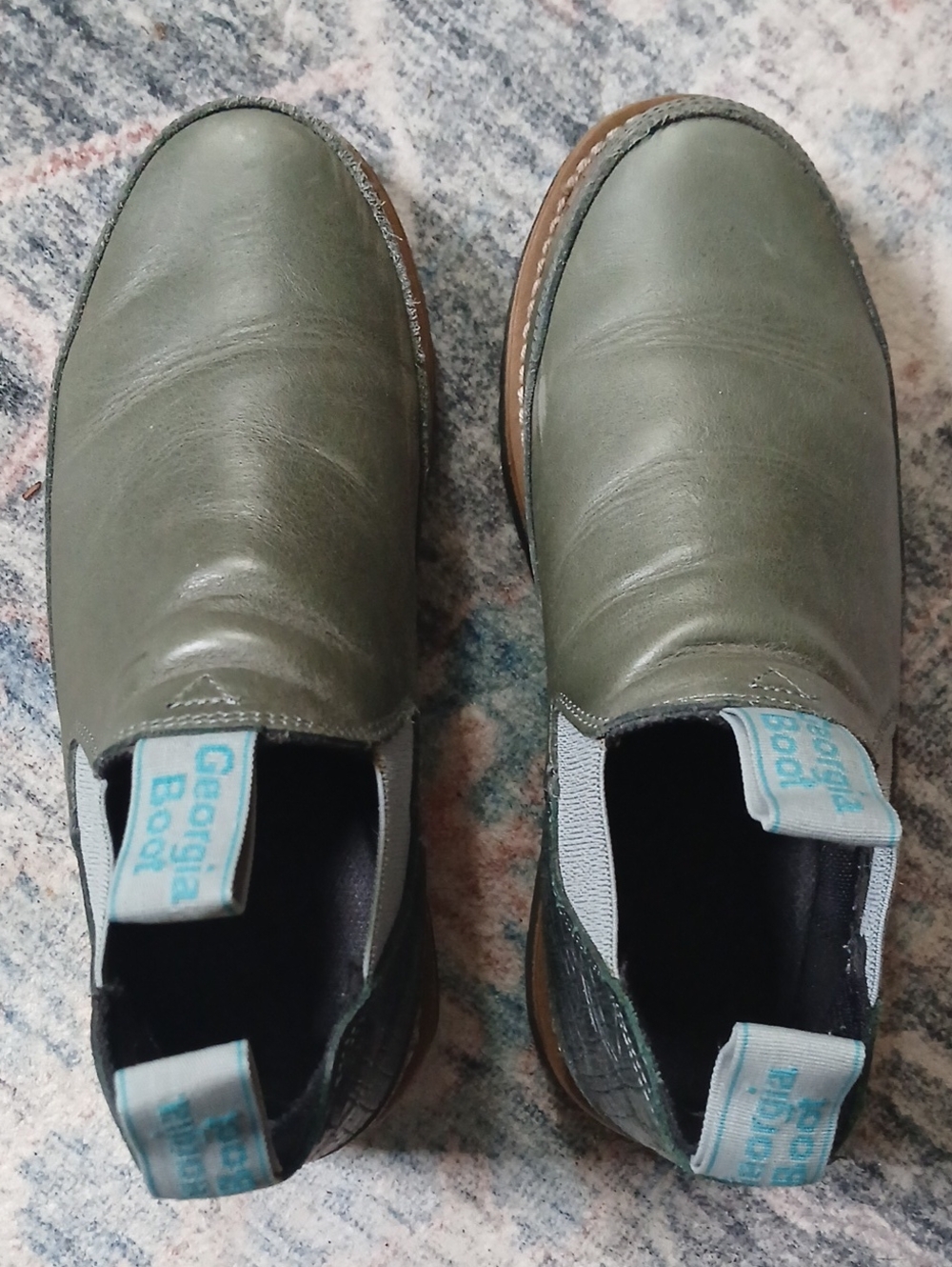 Georgia Boot Olive Green Chelsea Slip-On Ankle Boots
